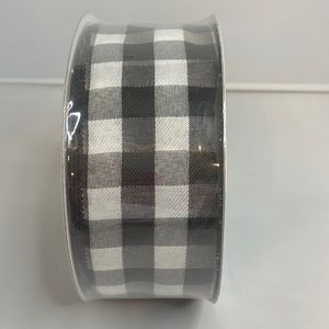 Member's Mark Wired  Black & White Check Ribbon